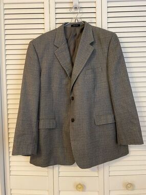 Ralph Lauren Blazer Mens Silk Wool Sport Coat Gray Multicolor Houndstooth Blazer